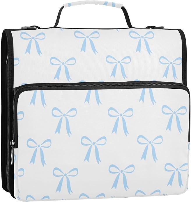 Zipper Binder Bag 3 Ring File Folder Portfolio Organizer Zippered Binder Bags with Strap Fits Laptop Women Men