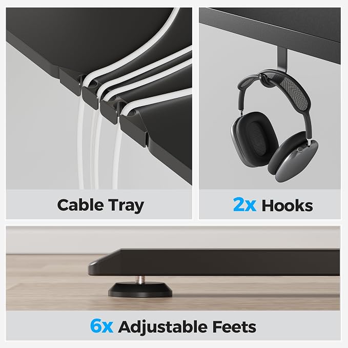 Agilestic L Shaped Standing Desk 63 inch Adjustable Height, Electric Corner Standing Desk, Sit Stand Computer Table with Splice Board, Black | Corner Desk, Ample Workspace, Memory Presets, Hooks, Stable Steel Frame,176 lbs Capacity, Easy Assembly, Spli...