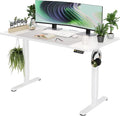 Claiks Electric Height Adjustable Standing Desk, 55x24 Inch, White | Smooth Height Adjustment, 3 Memory Presets, Cable Management Hub&Hook, Stable Steel Frame, 176lbs Capacity, Easy Assembly