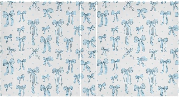Aslsiy Doodle Bow Knots Blue 3 Ring Binder 1.5 Inch Coquette Round Clipboard Binder Decorative Harcover Binders Organizer for Office Supplies
