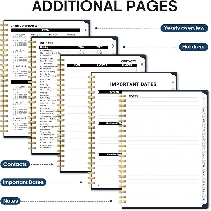 Academic Planner 2026-2027, Jul 2026-Jun 2027 Monthly & Weekly Planner