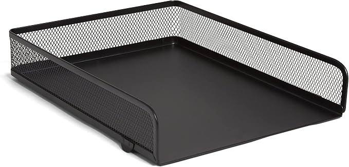 TRU RED Front‑Load Stackable Metal Letter Tray – Desktop Paper Organizer for Office Files & Documents