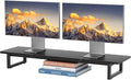 Simple Trending 38" Dual Monitor Stand Riser, Desk Organizer, Black | Laptop & Printer Stand, for 2 Monitors, Wood and Steel, Ergonomic Support, Easy Setup, Home Office Desk, 38"W x 10.25"D x 5"H
