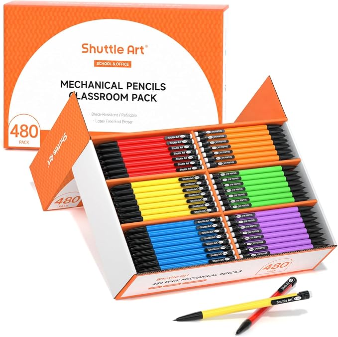 Shuttle Art 480 Pack Mechanical Pencils Bulk, 0.7mm HB #2 Lead Pencils