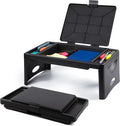 Loddie Doddie Lap Desk, Folding Desk, Bed Table, Black, 9.75"x12" | Built-In Storage with 2 Trays & Pocket, Bed Desk, Easy 2 lb Carry, Car Seat Tray for Travel, Portable Desk, Tucks Under Bed