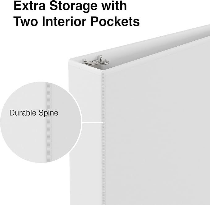 Staples Economy 1.5-Inch Round Ring Binder, White, 275 Sheets, 12-Pk | Lightweight binders for school and office document organization.