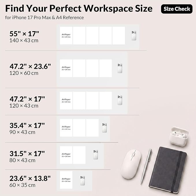 AFIING Cork Desk Mat, White, 31.5" x 17",Desk pad Protector | Dual-Sided Cork & PU Leather, Waterproof, Non-Slip, For Office & Gaming
