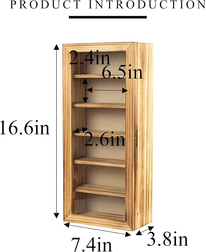 Freezing point Display Cases for Collectibles 16.6×7.4×3.8 Display Shelf Organizer Wall Mounted Shadow Box Frame Wood Holder Large Glasses Storage Box