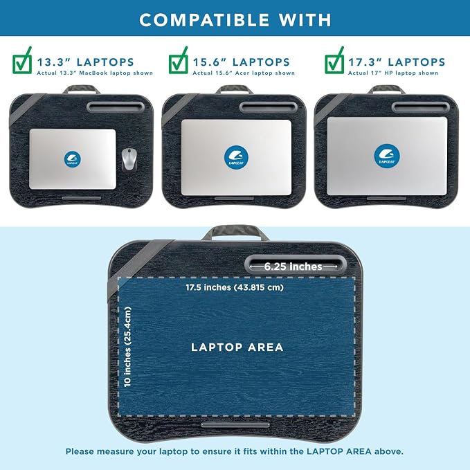 LAPGEAR XL Designer Lap Desk – Gray Argyle, Fits 17.3” Laptops