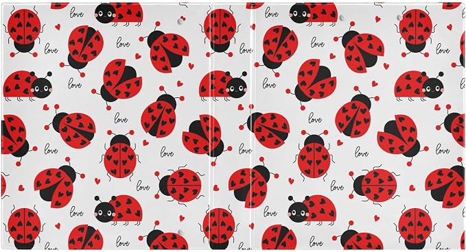 Love Quote Ladybugs Cute Ladybug Binder 3 Ring 1.5 Inch Binder with Clipboard&Pockets, Hardcover Binders Heavy Duty Large File Folder for Office School Supplies - Holds 200 Sheets