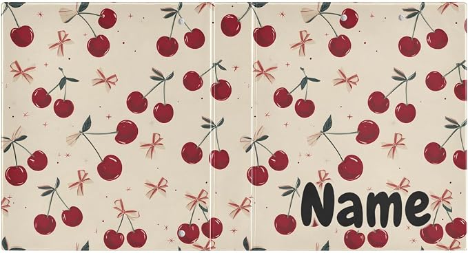 Custom 3 Ring Binder Retro Bow Cherry 1.5" Round Ring Binders Personalized Name View Binder with 200 Sheet for Kids School Supplies Women Men Office, 1 Pack