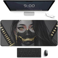 Gaming Mouse Pad Large Mousepad Aesthetic Anime Girl Japanese Samurai Portrait Desk Mat for Keyboard and Mouse Mat Non-Slip Rubber Desk Pad 40x90cm