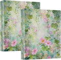 Watercolor Pink Green Spring Floral Binder 3 Ring 1.5 Inch Binder with Clipboard&Pockets, Hardcover Binders Heavy Duty Large File Folder for Office School Supplies - Holds 200 Sheets, 2 PC