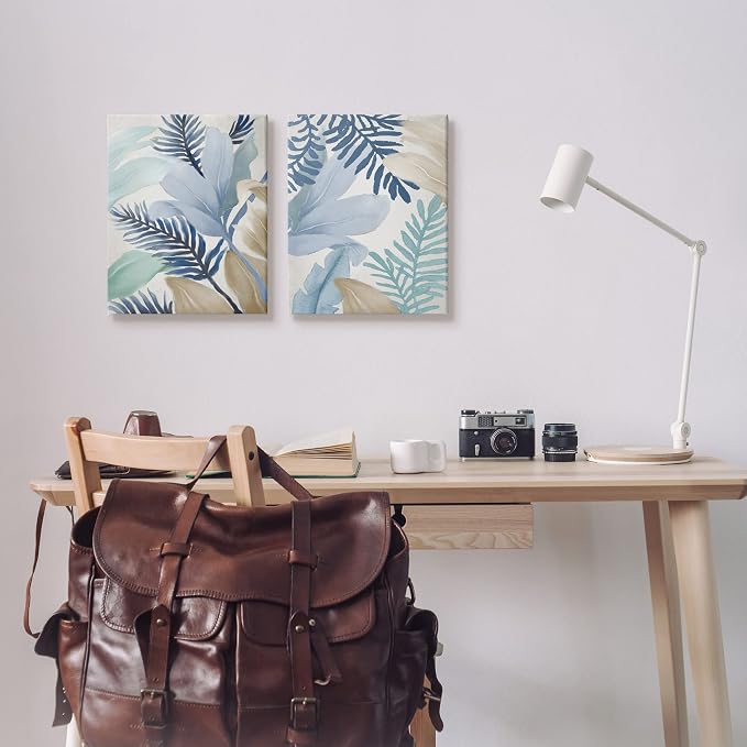 Tropical Floral Leaf Sprigs, 16 x 20 Inch Canvas Wall Art Set | Stupell Industries · By Elizabeth Medley · Ready to hang · Nature inspired decor · Made in USA