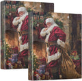 Funny Christmas Santa Claus Binder 3 Ring 1.5 Inch Binder with Clipboard&Pockets, Hardcover Binders Heavy Duty Large File Folder for Office School Supplies - Holds 200 Sheets, 2 PC