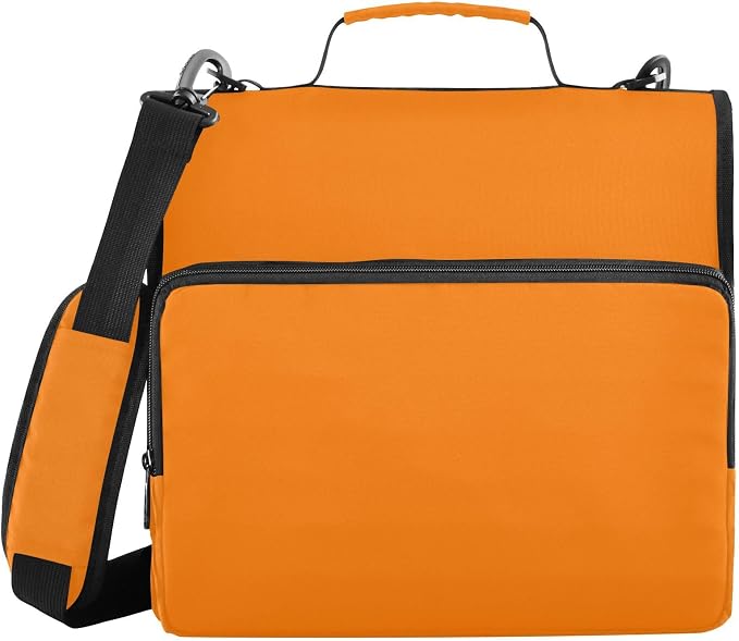 YETTASBIN Orange 3-Ring Zipper Binder with Shoulder Strap & Handle - 1.5" Binder Organizer Water-Resistant Expandable File Folder with Multi Pocket for School & Office Supplies
