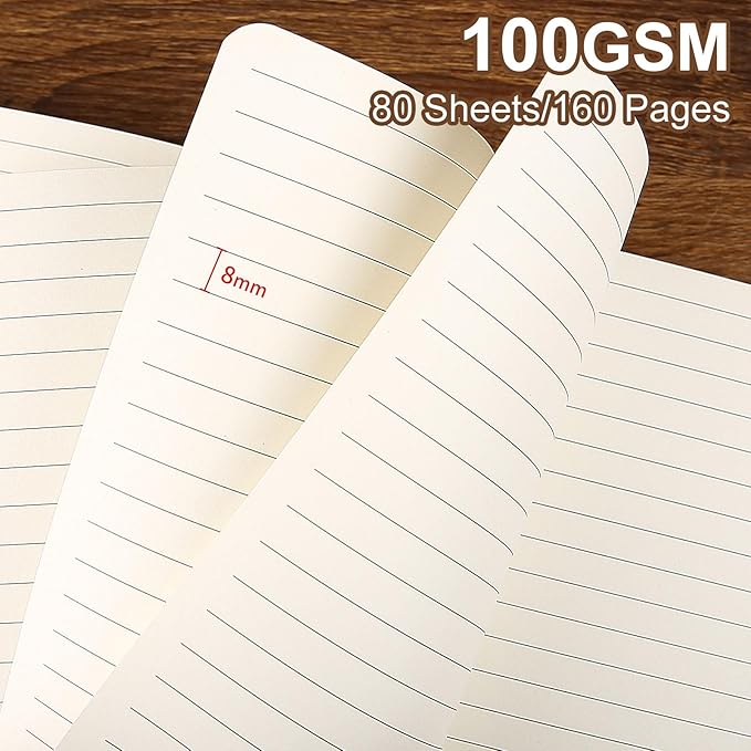 TSFPapier Lined Journal Notebook for Work College Ruled Note Book 7.2"x9.6" B5 PU Leather Daily Journaling 160 Pages for Women Men Writing Home School Supplies Business (Brown)