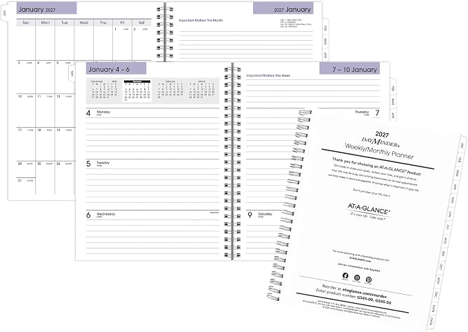 AT-A-GLANCE 2027 Refill for Executive Planner G54500, Weekly & Monthly, 7" x 8.75", DayMinder (G5455027)
