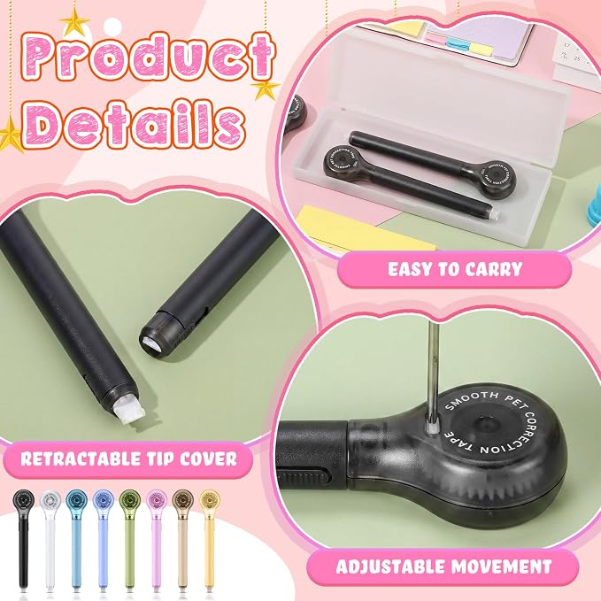 Gersoniel 25 Pack Correction Tape Pen for School Office,Black Color