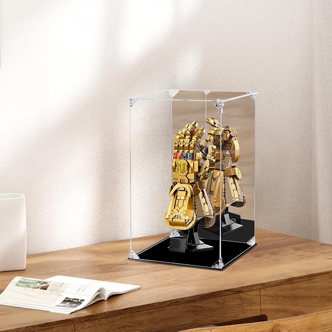 Acrylic Display Case Clear Action Figure Display Case with Mirrored Back, Dustproof Protection Display Box Alternative Glass Case for Collectibles Figures Models Doll Toys(10x10x15.7 inch, 25x25x40cm)