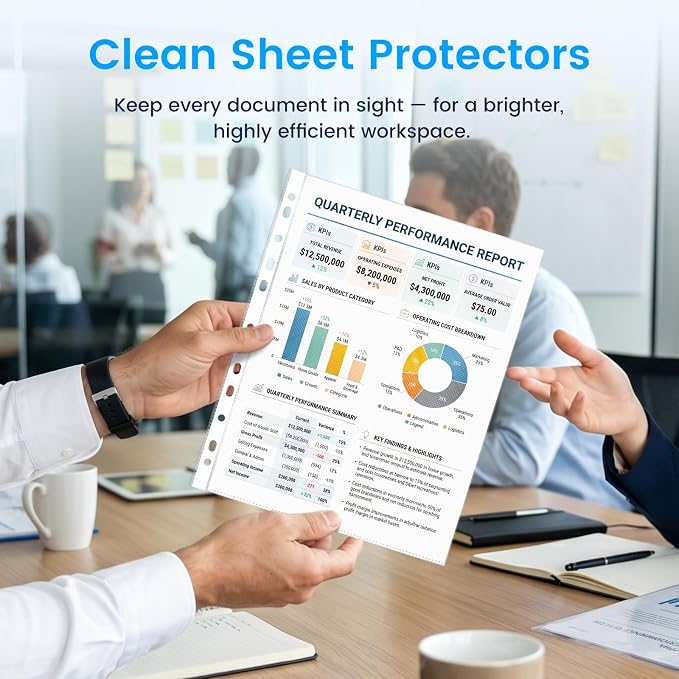 260 Pack Clear Sheet Protectors 8.5 x 11 Inch Easy-Open, Transparent Plastic Page Sleeves for 3-Ring Binders, Bulk Pack for Business, Office, School & Classroom Use - Durable & Smooth