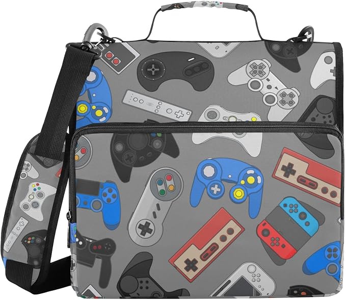 Funny Video Games Binder Bag 3 Ring Zipper with Handle Shoulder Strap | for School Work Office Organizer Storage Case