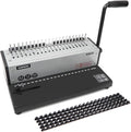 RAYSON SD-1201 21-Hole Comb Binder, 12-Sheet Punch, 200-Sheet Capacity | Manual comb binding machine with a starter comb set, 3-6 mm margin adjustment, and durable metal construction.