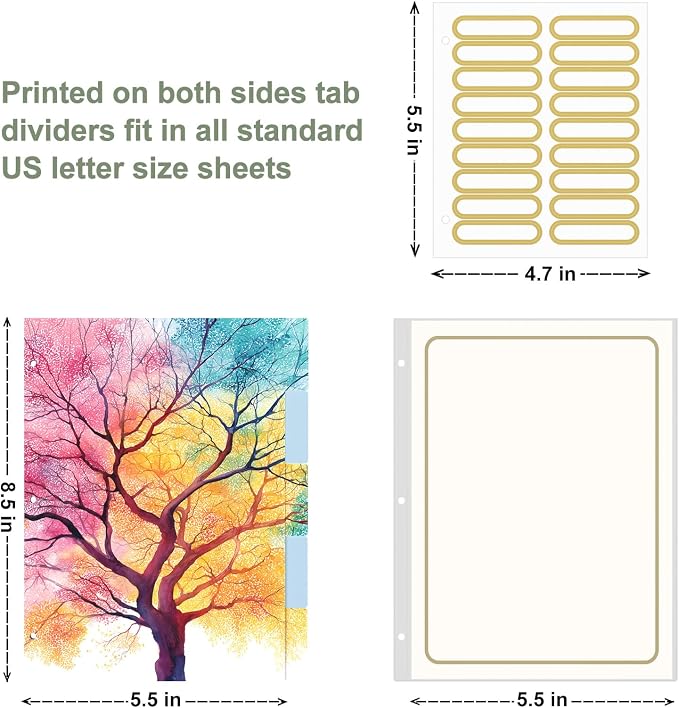 Rouidr Mini 3 Ring Binder with clipboard, 1 inch Round Binder Organizer, 8.5"x5.5" Cute Binder with 5 Dividers Tabs & Clear Sleeves, School Supplies, Office Supplies