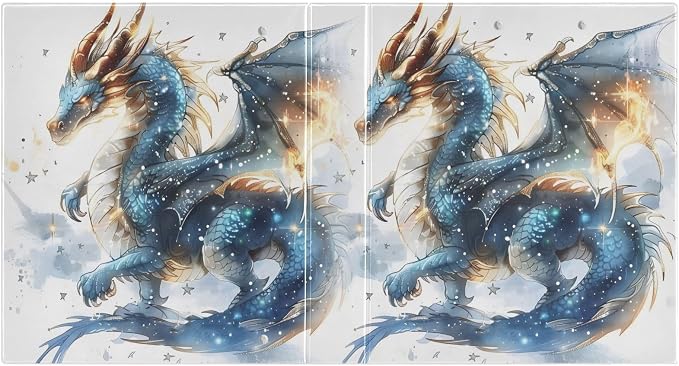 3 Ring Binder Dragon Water Fire 1.5 inch Binders Three Ring Binders with Clipboard Fit 8.5'' x 11'' Paper 3 Interior PVC Clear Pockets for Office Supplies