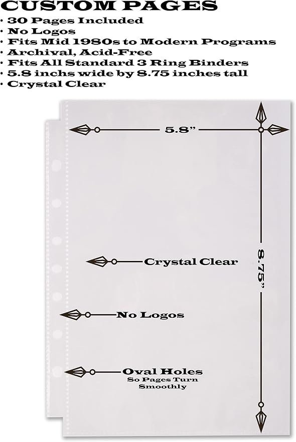 2Fold Binder for Holding Broadway Play Program and Theater Programs with 30 Custom Sheet Protectors - PU Leather - Fits Programs from Mid 1980s to Modern (Yellow/Black EmbossedP)