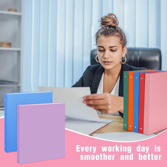 Ctosree 10 Pack Colored 3 Ring Binder with 2 Pockets Hardcover Loose Leaf Binder for Women Men Teacher Student School Office Home Supplies, Fits 11 x 8.5 Size Paper, 10 Colors (0.5",Regular Color)