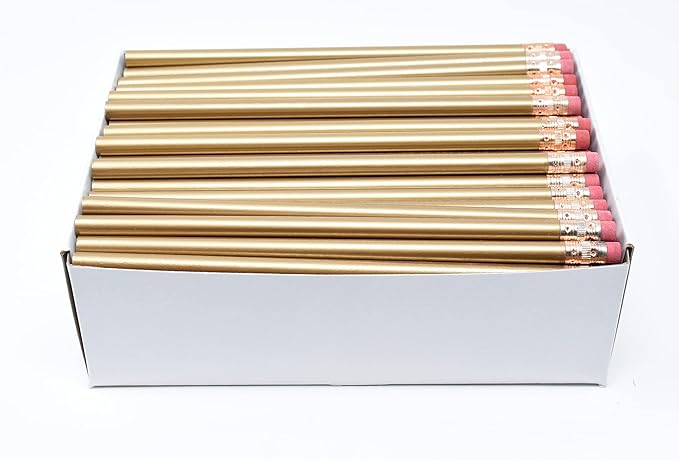 Pencil Guy Blank Round Pencils Gold 1000 to a box - Not Sharpened