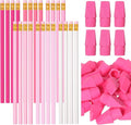 Gersoniel 24 Pack Pink No. 2 Pencils, HB Wooden Bulk with 48 Eraser Caps