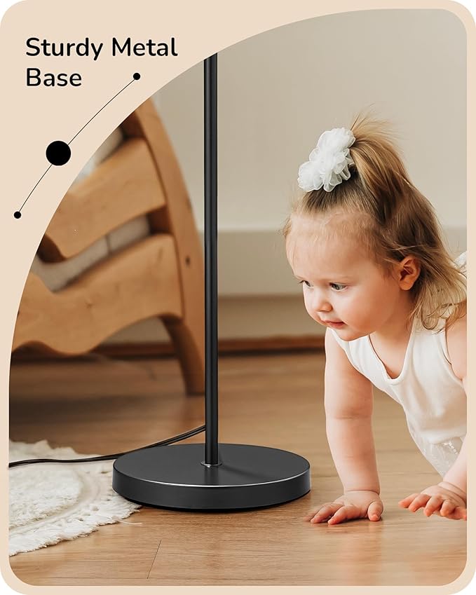 EDISHINE Blue Floor Lamps for Living Room, 64.7" Modern Standing Lamp | 3 Color Temperatures, Bulb Included, Adjustable Linen Shade, Foot Switch, Weighted Base, Tall Light for Office, Bedroom