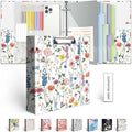 3 Ring Binder 2 Inch for 8.5"x11" Paper, Three Ring Binders with Clipboard, 5 Dividers with Tabs and Pockets, Plastic Folder, 18 Divider Stikers,Cute Binder with Pen Holder,Blue Bloom