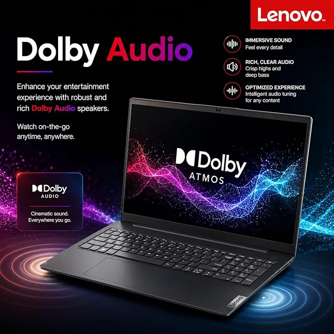Lenovo V15 Business Laptop, Intel N150 Quad-Core Processor, 15.6" FHD Display, 16GB DDR5 RAM, 1TB NVMe SSD, Wi-Fi 6, Ethernet RJ-45, Dolby Audio, Windows 11 Pro, Business Black