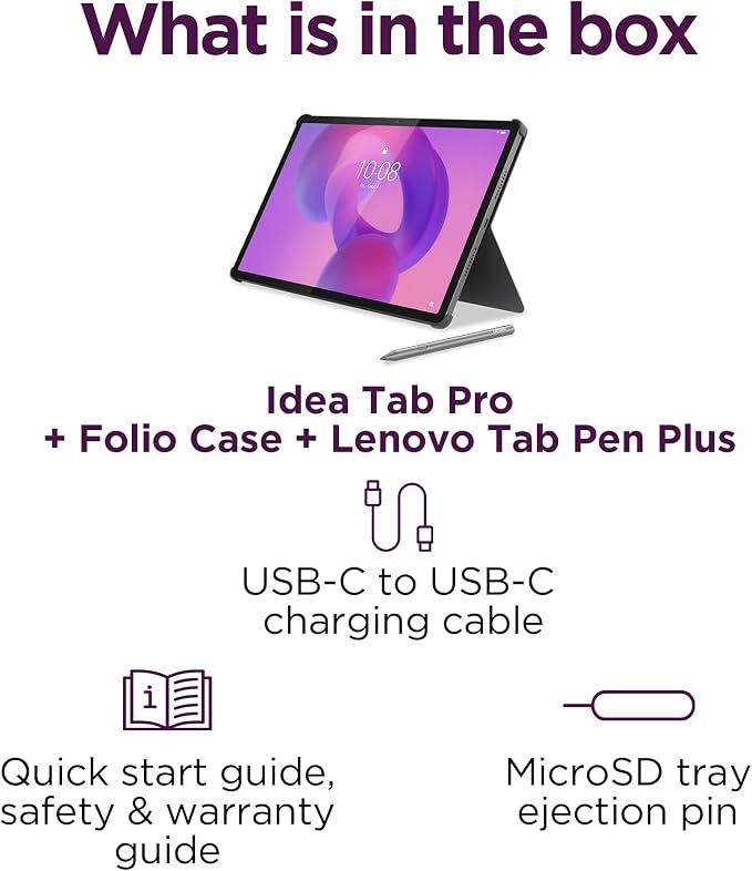 Lenovo Idea Tab Pro with Google Gemini - Student Tablet - 12.7” 3K LCD Display - 8 GB Memory - 128 GB Storage - MediaTek Dimensity 8300 - Includes Pen and Folio Case