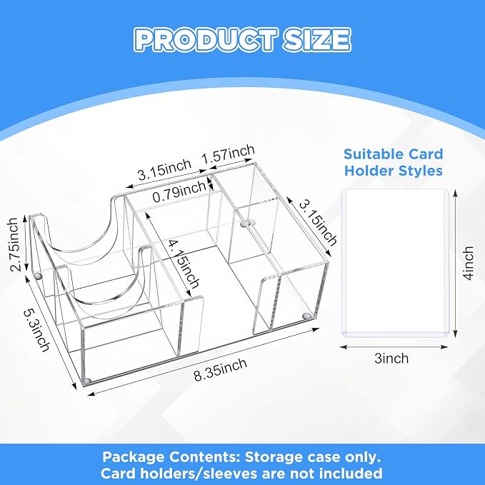 Acrylic Top Loaders Dispenser & Penny Sleeve Holder, Card Pack Dispenser with Pull-out Bottom Clear Desktop Storage Box for Trading TCG Sports Cards(Multi-use,8.3 x 5.3 x 2.8 Inch)