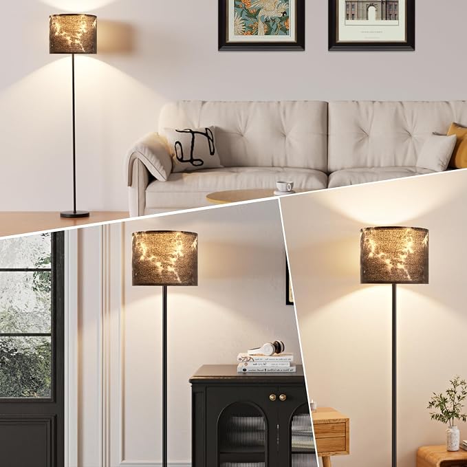 60'' Modern Floor Lamp with Shade, Tall Lamps for Living Room, Bedroom, Office, Dining Room, Hand-Dyed Blue Lampshade(Without Bulb)