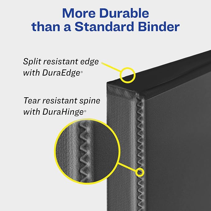 Avery Heavy-Duty 3 Ring Binder, 4" EZD Rings, 1 Blue Binder | For Heavy School, Home and Office Use, DuraHinge Tear-Resistant Spine, DuraEdge Split-Resistant Sides, Interior Pockets