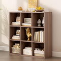 9-Cube Storage Shelf Bookcase, Walnut | Wooden 3-Tier Open Bookshelf, Fits 11×11" Bins, Vertical or Horizontal Use, Full Back Panels, For Home Office