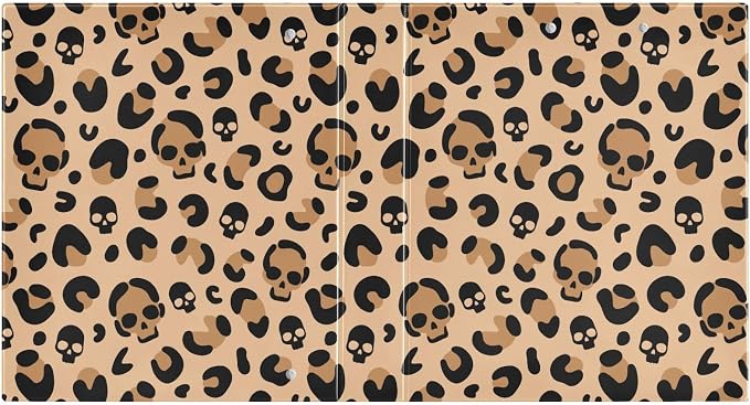 3 Ring Binder Skull Leopard Print 1.5 Inch Three Ring Binder | Cute Binder with 3 Storage Pockets for Women School Office Supplies