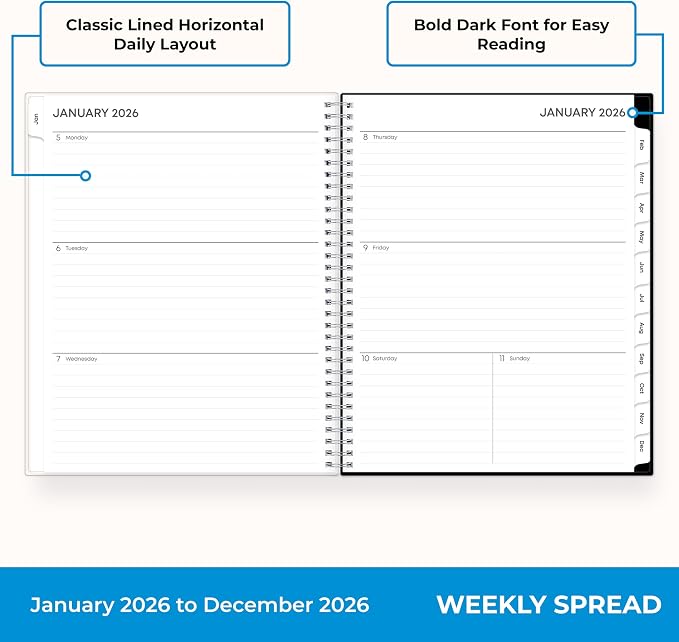 Blue Sky 2026 Weekly & Monthly Planner Calendar, 8.5"x11", Analeis