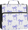 3 D-Ring Zipper Binder Bag, Purple Ribbon Bow Dots Pattern Removable Binder with Zipper Case Hold 300+ Sheets& 13 Inch Laptop for School Office Supplies Organizer