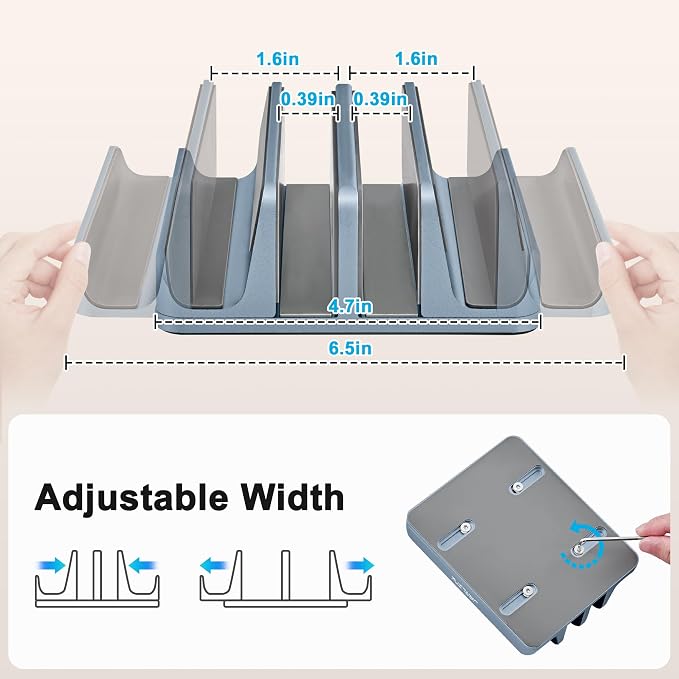 JARLINK 4-in-1 Adjustable Vertical Laptop Stand, Aluminum Holder, Grey | Space-Saving Aluminum Laptop Holder, Compatible with All MacBook, Surface, Chromebook, Phone, and Gaming Laptops.