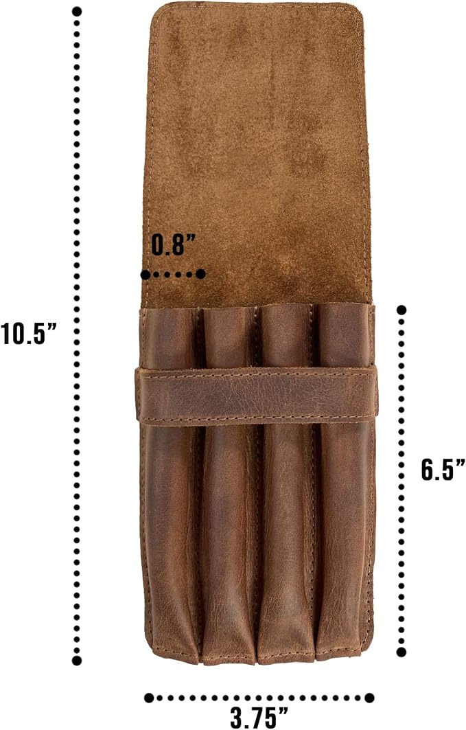 Pen Holder, Pencil Case, Minimalist Style Holder, Classic Storage, Full Grain Leather, Handmade, Bourbon Brown