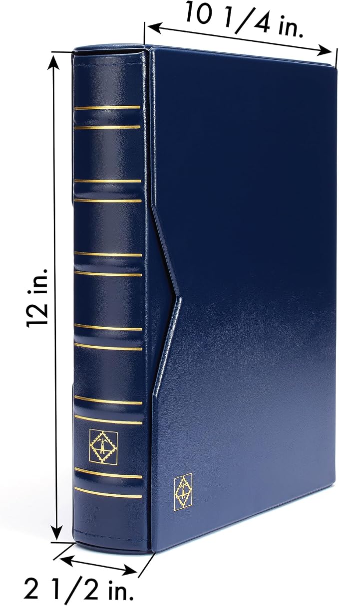 LIGHTHOUSE - Vario Classic Binder - 4-Ring Binder with Padded Leatherette Cover and Slipcase for up to 50 Sheets - Blue