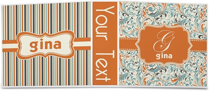 Personalized Orange & Blue Leafy Swirls 3-Ring Binder - 3 inch