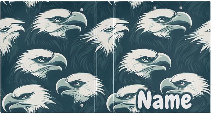Custom 3 Ring Binder Eagles Head 1.5" Round Ring Binders Personalized Name View Binder with 200 Sheet for Kids School Supplies Women Men Office, 1 Pack