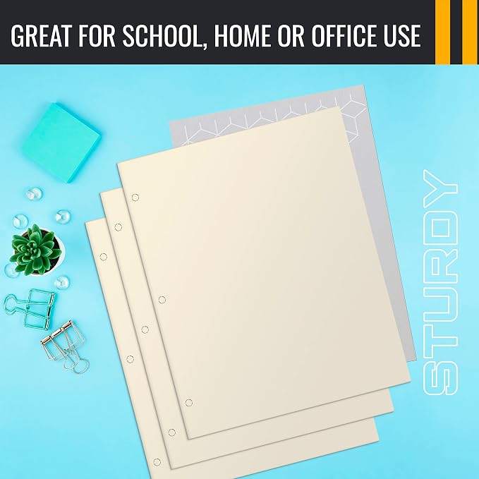 Better Office Products Two Pocket Portfolio Folders, 50-Pack, White, Letter Size Paper Folders, 50 Pieces, White